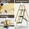 thumbnail image 2 of 3 Step Ladder,Aluminum Lightweight Folding 3 Step Stool with Anti-Slip Wide Pedal,330lbs Capacity Step Ladder for Household,Kitchen,Office - Gold, 2 of 16