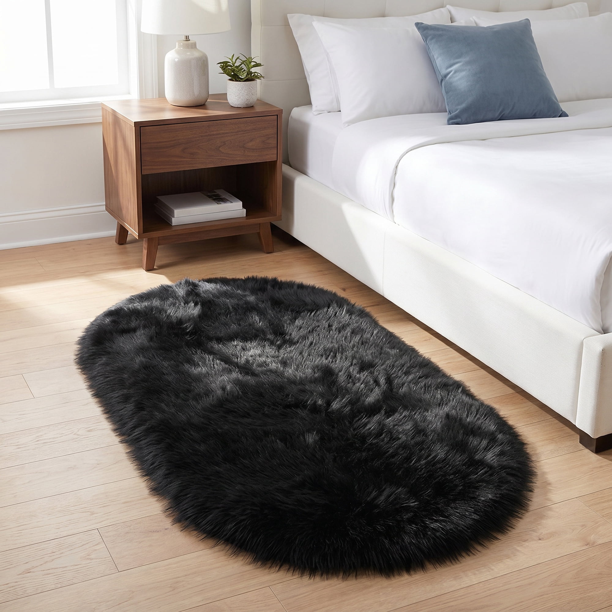 Unique Bargains Shaggy Area Rug Ultra Fluffy Non-Slip Fuzzy Carpet 32" x 20" Dark Gray