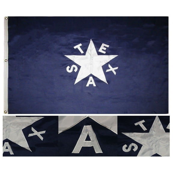 4x6 Embroidered Sewn Texas Zavala Lone Star 600D 2ply Nylon Flag 4'x6'