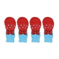 thumbnail image 3 of 4 Pairs Pet Socks Cotton Non-skid Animals Paw Pet Traction Control Socks Non-Slip Paw Protector Protector Floor Sock for Indoor Traction Control, Red, M, 3 of 9