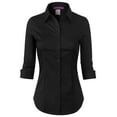 thumbnail image 1 of Made by Olivia Women's 3/4 Sleeve Stretchy Button Down Collar Office Formal Casual Blouse Shirts Top, 1 of 6