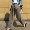 thumbnail image 3 of REALiKUN Women's Cotton Linen Pants Summer Casual High Waisted Tapered Trousers with Pockets, 3 of 6
