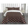 thumbnail image 3 of Ambesonne Fleur De Lis Quilted Bedspread Set 3 Pcs, Victorian Gothic, King Size, Dark Blue Orange, 3 of 5