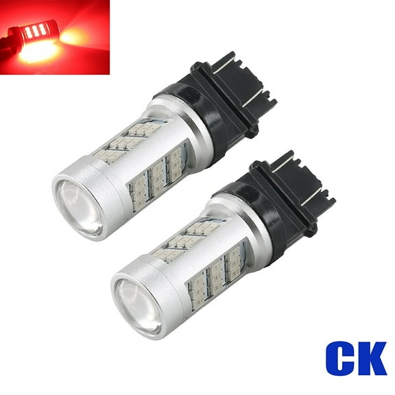 3157 CK Socket Red Stop Brake 2835 Flash Strobe Rear Alert Safety 33-LED Light Bulbs (3157CK, Red)