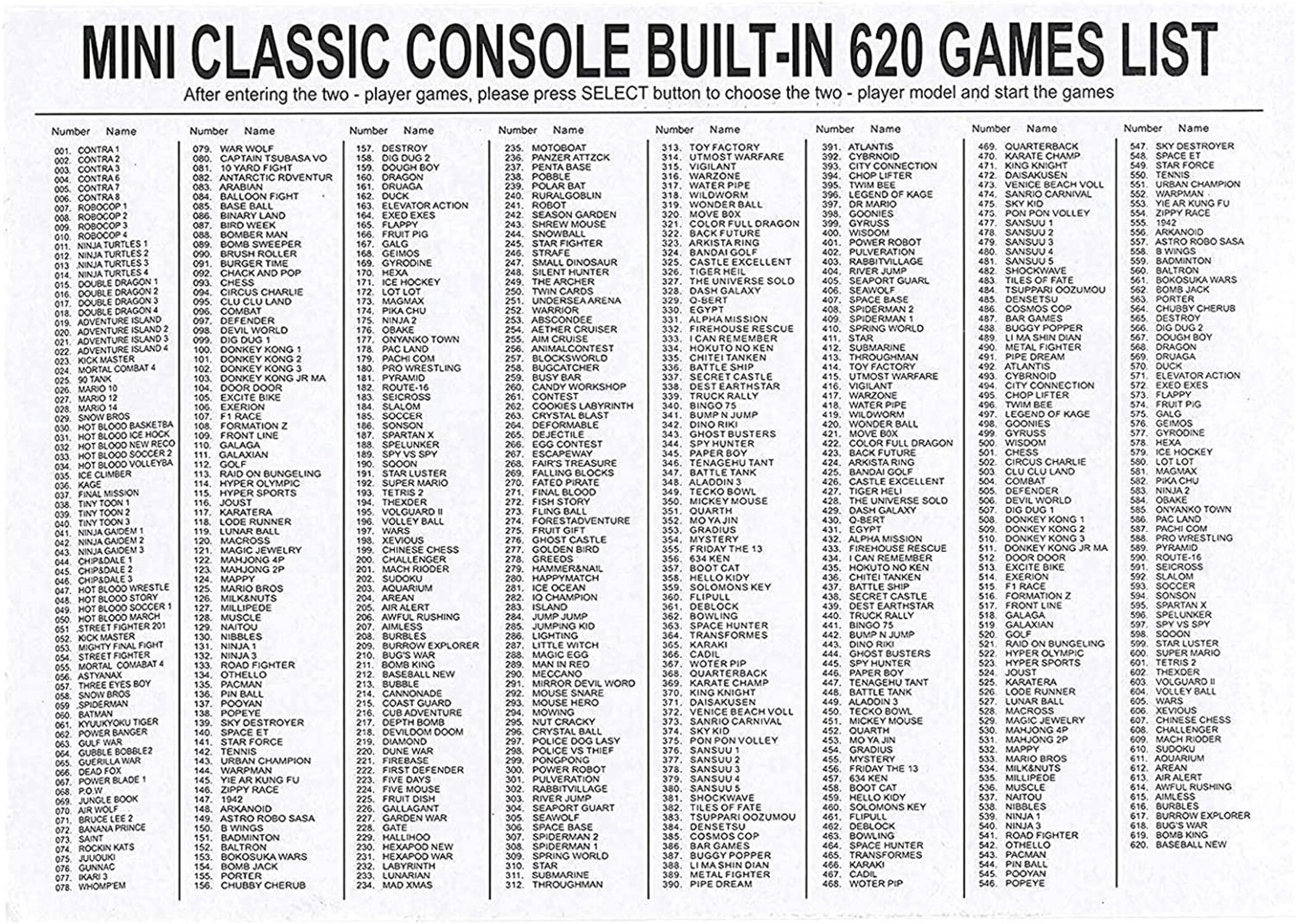Mini Game Anniversary Edition Built- in 620 Classic games