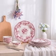 thumbnail image 6 of Vesteel 12-Piece Plates and Bowls Set, Ceramic Dinnerware Set for 4, Floral Stoneware Tableware Dishes Set for Home Kitchen, Microwave & Dishwasher Safe, Vintage Pink, 6 of 11
