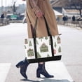 thumbnail image 4 of FORMRS Canvas Laptop Tote Bag for Women with 15.6" Computer Compartments Shoulder Handbag, Green Christmas House, 4 of 7