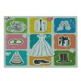 thumbnail image 2 of Wedding Cutting Board, Vintage Poster Style Framework Wedding Dresses Cake Flowers Classical Art Print, Decorative Tempered Glass Cutting and Serving Board, Large Size, Multicolor, by Ambesonne, 2 of 5