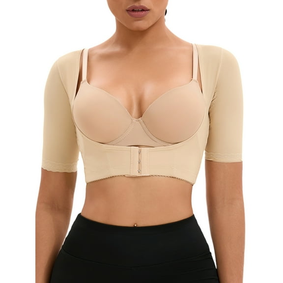 INSPIRE CHIC Women's Front Hook Closure Bust Shaperwear Vest Compression Sleeves Slimming Tops XS Beige