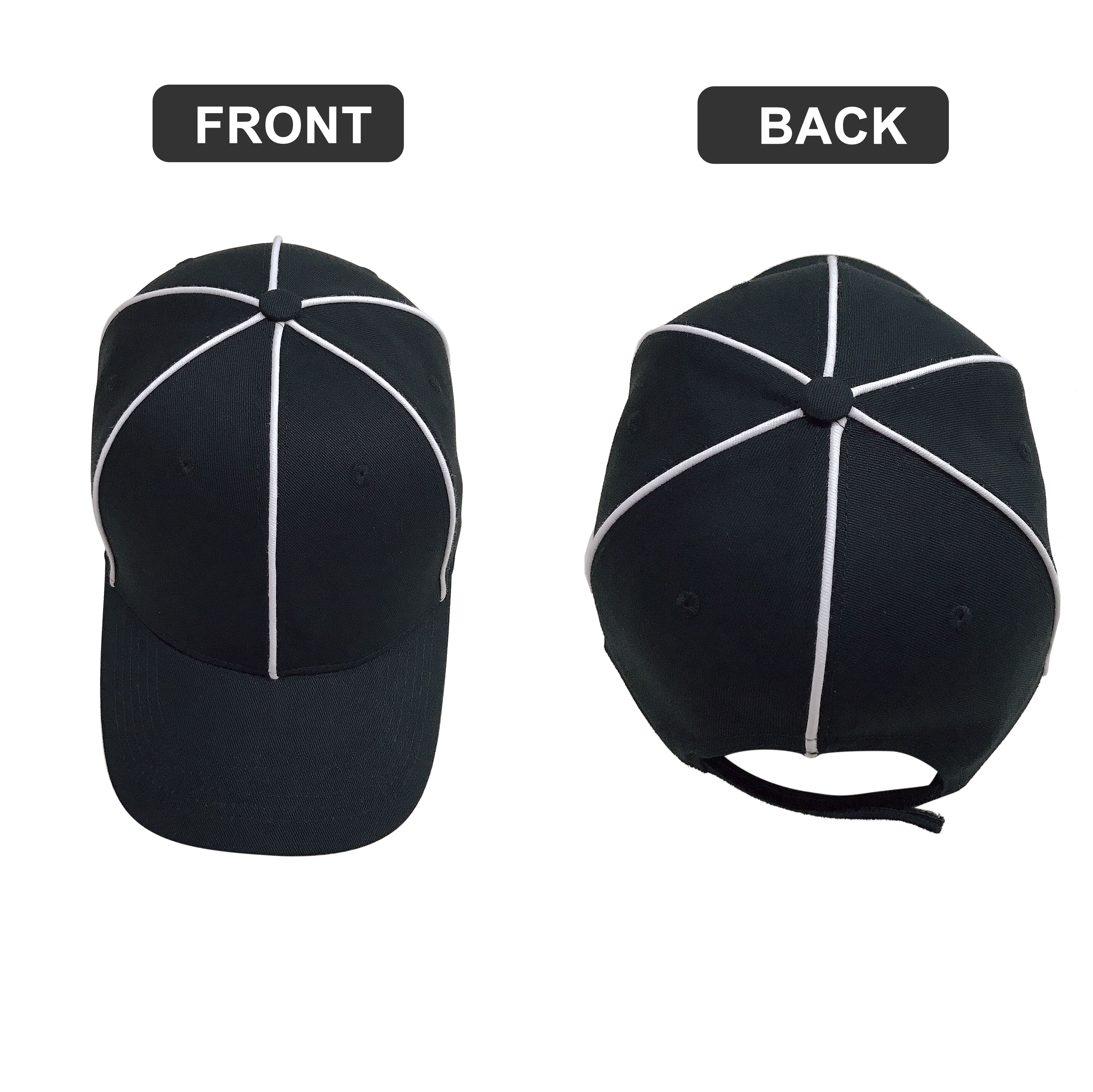 TopTie Official Referee Hat - Black With White Stripe Adjustable Baseball Cap For Umpires