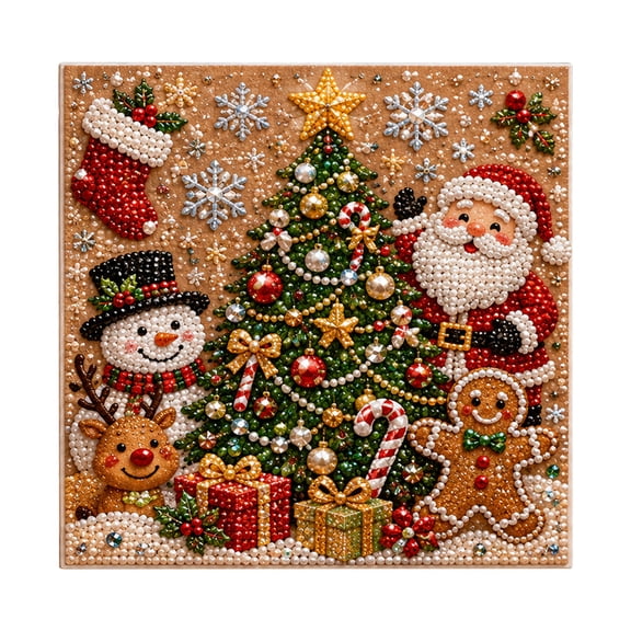 Christmas Diamond Painting Kit With Santa Claus Tree Snowman Rhinestone Art DIY Craft Set For Wall Decor Home Holiday Decoration Gift Making Activity