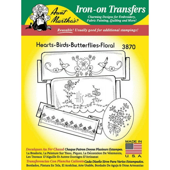 Aunt Martha's #3870 Hearts, Birds, Butterflies, & Floral