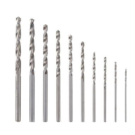 

Feiruifan 10Pcs/Set 0.8-3.0mm Twist Drills Round Shank High Hardness Lightweight HSS Precision Mini Hand Twist Drill Bits for Wood Jewelry DIY Craft