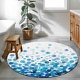 thumbnail image 3 of Ombre Blue Polka Dot Round Area Rug 4Ft Washable Circle Rugs for Bedroom Dining Room, Abstract Watercolor Geometric Gradient Non-Slip Carpet Floor Mats Indoor Outdoor Carpet Runner Home Decor, 3 of 8