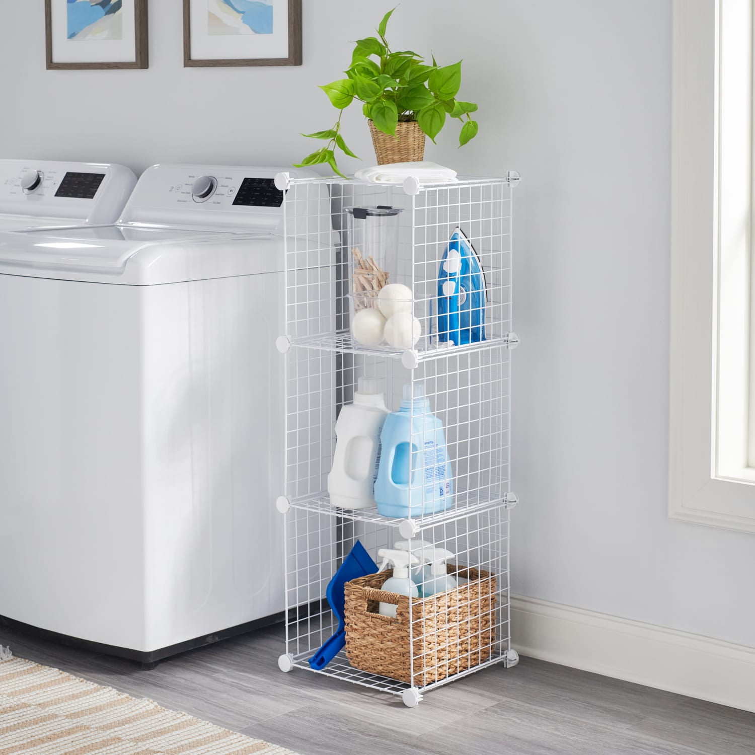 Rubbermaid 3-Piece Stackable Modular Storage Cube Set, White