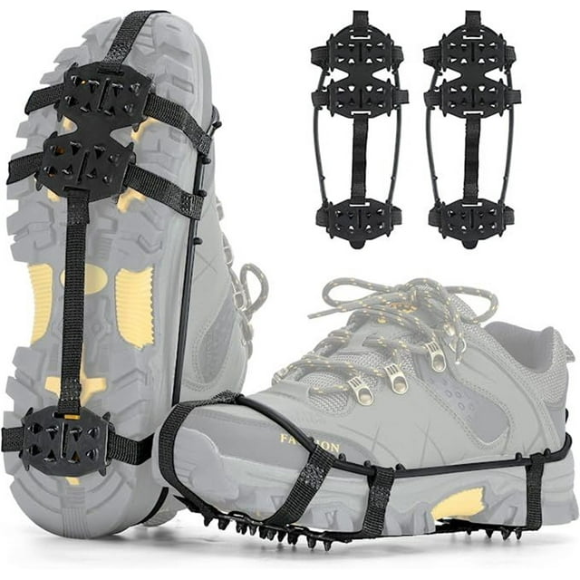 Xihbxyly Crampones para Exteriores, 24 Puntas para Hielo y Nieve, Cubrezapatos Antideslizante, Equipo de Senderismo Invernal, Ideal para Escalada, Botas, Calzado de Senderismo, Fácil de Usar, Talla M