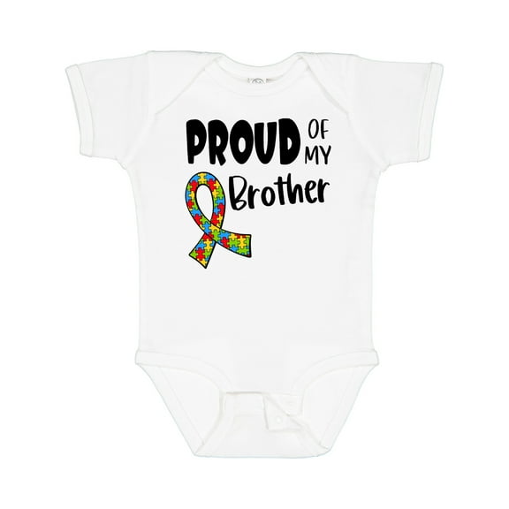 Inktastic Proud of My Brother Autism Awareness Puzzle Piece Ribbon Boys or Girls Baby Bodysuit
