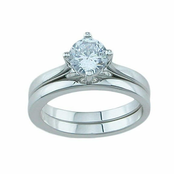 Sterling Couture rs7070 935 Sterling Silver Wedding Ring Set - Size 5
