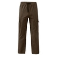 thumbnail image 4 of WERYOUNG Kids Cargo Pants With Pockets Elastic Waist Wide Leg Trousers Boys Girls Back To School Pants 5-6 Years, 4 of 5