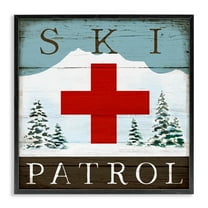 Stupell Industries Ski Patrol Rustic Cabin Sign Snowy Forest Mountain, 17 x 30, Design by Elizabeth Tyndall