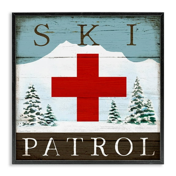 Stupell Industries Ski Patrol Rustic Cabin Sign Snowy Forest Mountain, 17 x 30, Design by Elizabeth Tyndall