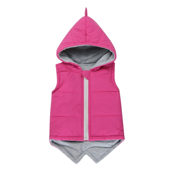 IROINNID Warm Vest For Baby Girls Boys Dinosaur Waistcoats Winter Autumn Zipper Hooded Outwear Jacket Solid Tops Clothing