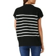 thumbnail image 3 of INSPIRE CHIC Women's Sleeveless Mock Neck Striped Sweater Vest Casual Cap Sleeve Knit Pullover Tank Tops S Black, 3 of 6