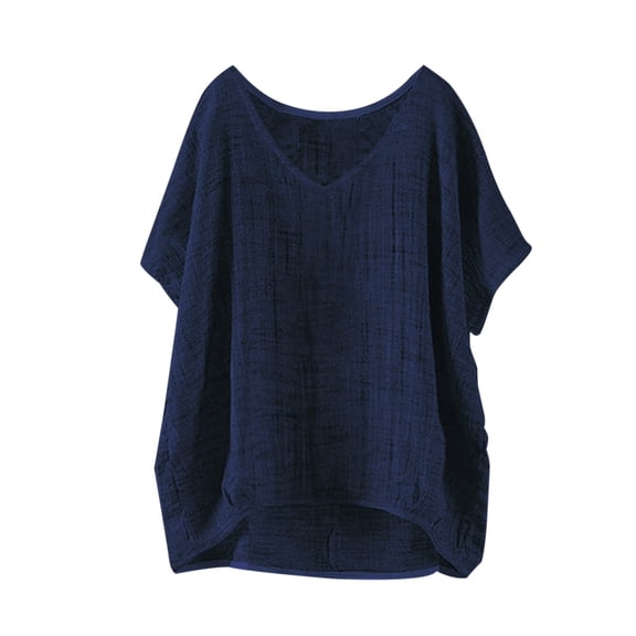 TRUBKH Linen Button Down Shirt Women Gauze Shirts for Women Cotton Linen Roll Up Long Sleeve Shirts Tunic Tops for Women Loose Fit Dressy Boho Tops for Women Navy 1 4XL
