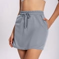 thumbnail image 5 of Women's Skort Shorts Sports Casual Drawstring Elastic Waist Workout Running Mini Skirts with Pockets (XL, Gray), 5 of 8