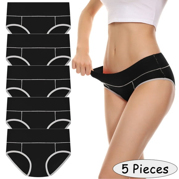 Zjloe7sa panties for women 5 Pieces Underpants Patchwork Color Underwear Panties Bikini Solid Womens Briefs Knickers Black