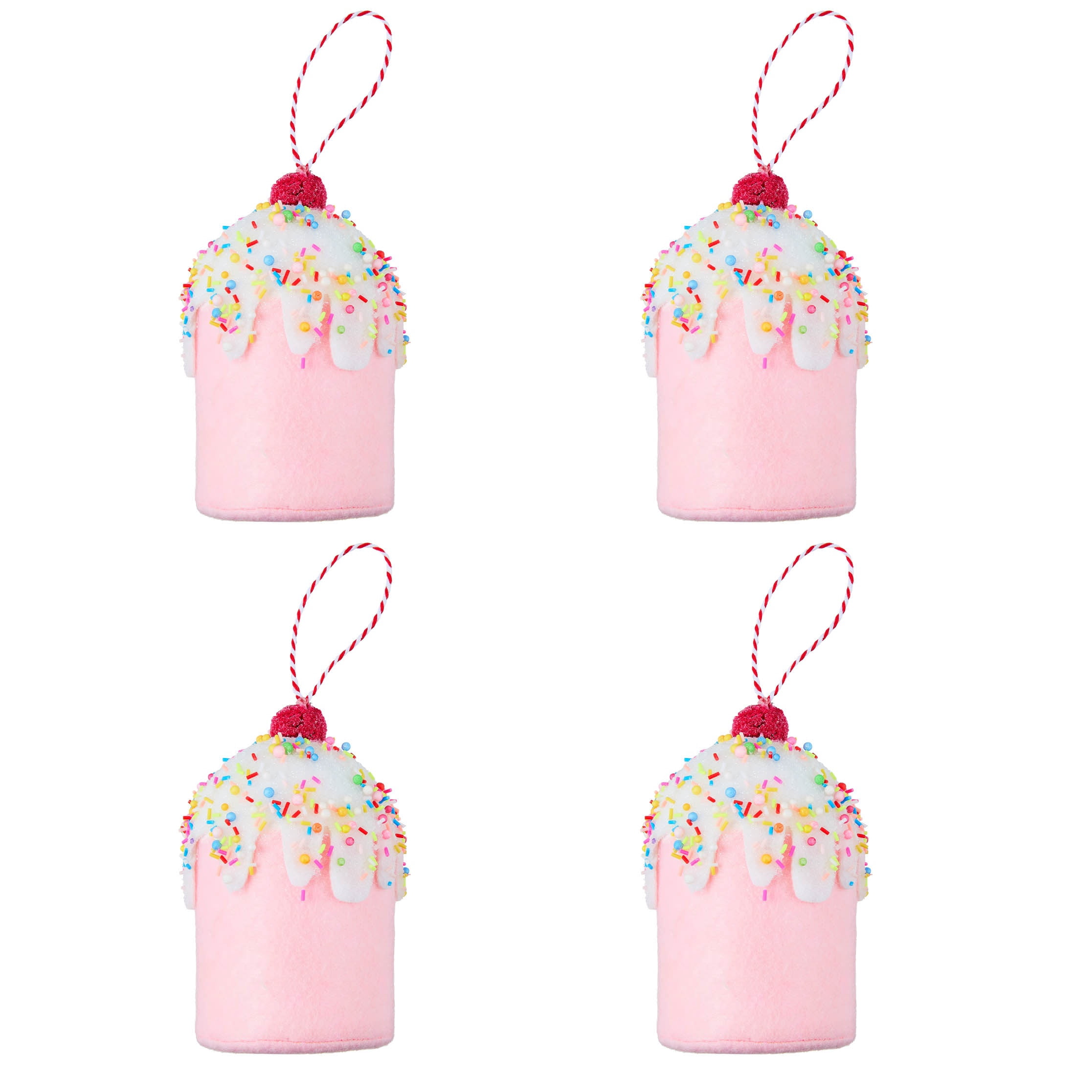4-Count Pink and White Cupcake Christmas Ornaments, 5", by Holiday Time
