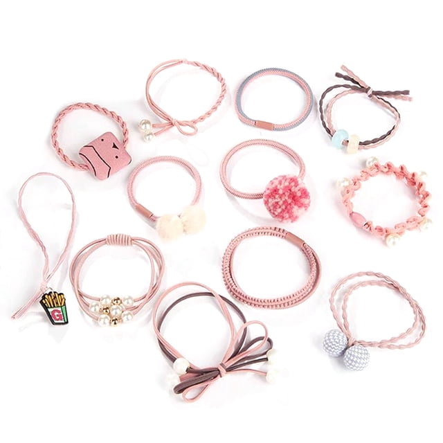 12PCS Womens Hair Rope Elastic Fashion Assorted Types Hair Tie Ponytail Holder