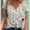 thumbnail image 3 of Camiseta de mujer, ropa Harajuku, camisetas con estampado de dibujos animados de Snoopy, camisetas de cuello en V, jersey de gran tamaño, blusa de manga corta, sudadera holgada, 3 of 5