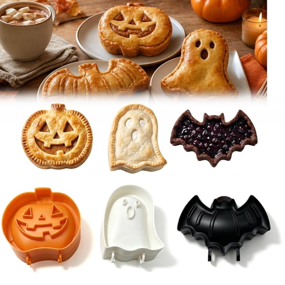 Pocket Pie Molds Small Pie Maker, Fall Hand Pie Molds| 2026 New Ghost Pumpkin Bat Shaped Pie Mold, Pie Press Mold for Halloween Baking, Baking Mold, Holiday Mini Pie Molds