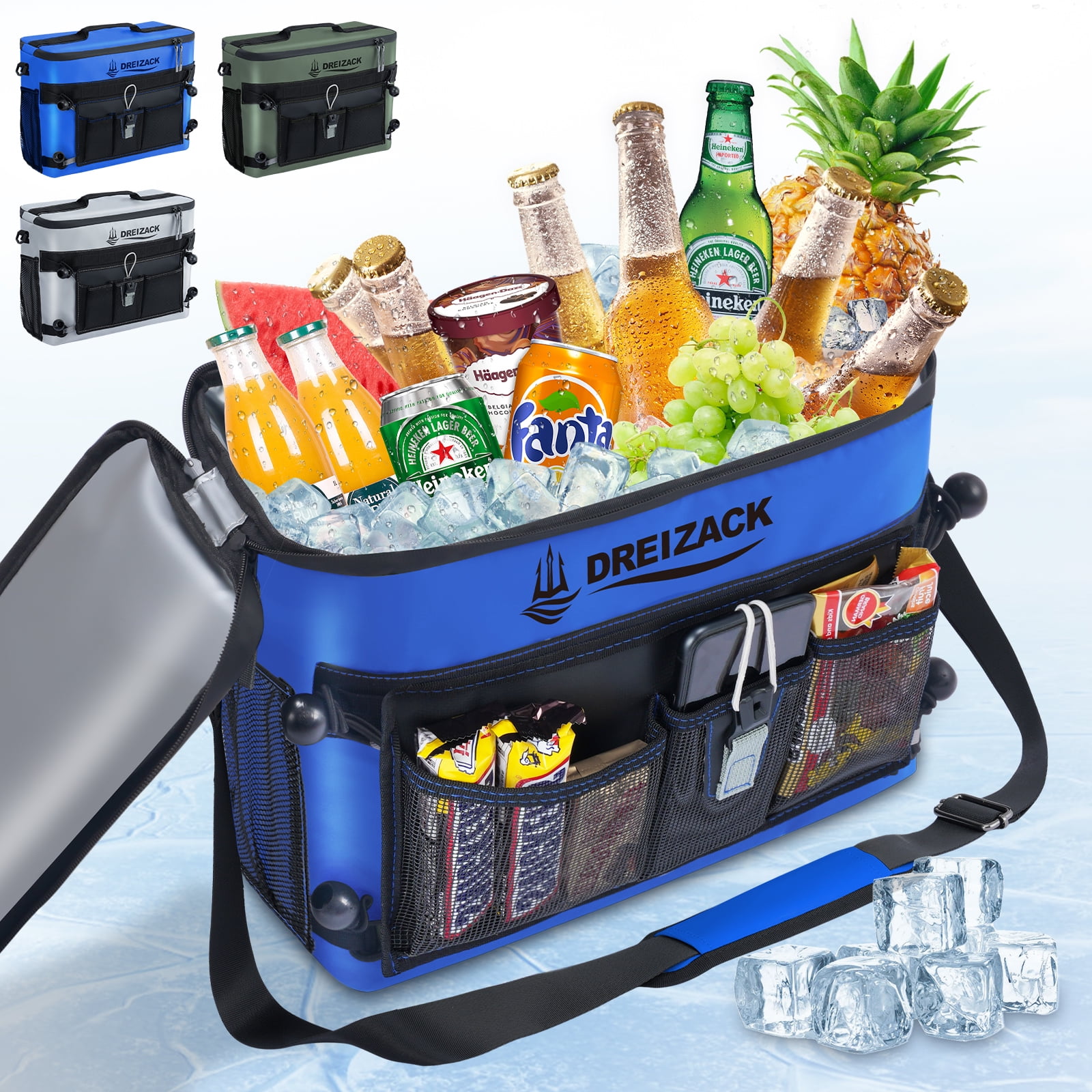 Dreizack Kayak Cooler Behind Seat Waterproof Cooler for Kayaking,Paddle Board Cooler Compatible with Lawn-Chair Seat Kayak Accessories Cooler Bag Kayak Cooler Tow Behind for Camping Fishing, Blue