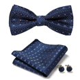 thumbnail image 2 of Synzerm Mens Solid Color Double Fold Pre-tied Bow Tie and Pocket Square Cufflink Set -36 Colors, 2 of 2