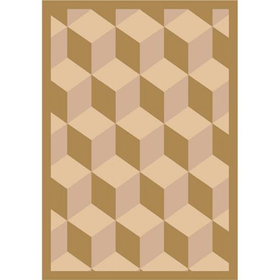 Highrise Beige 3 ft.10 in. x 5 ft.4 in.  WearOn Nylon Machine Tufted- Cut Pile Whimsy Rug