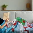thumbnail image 3 of Santa Soft Flannel Fleece Throw Blanket, Santa Claus Waving Hello Behind a Colorful Xmas Pine Tree in Snowy Forest, Cozy Plush for Indoor and Outdoor Use, 50" x 70", Multicolor, by Ambesonne, 3 of 5