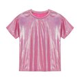 thumbnail image 6 of Alvivi Men's Glitter Metallic Rave Shirt Short Sleeve Crewneck Pullover Party T Shirt Top Hot Pink S, 6 of 7