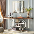 thumbnail image 2 of Tribesigns 70.9 inch Extra Long Console Table, Modern White Sofa Table Behind Couch with Storage, 4 Tier Entryway Table Accent Table for Living Room, Entrance, Hallway, Foyer, Walnut, 2 of 7