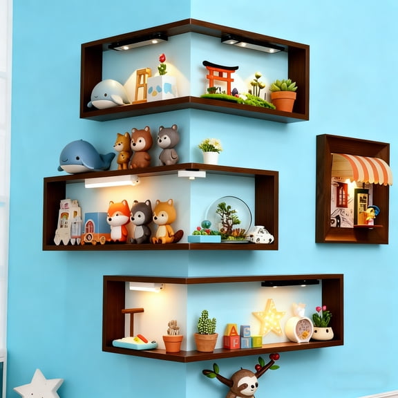 1pc Shelves for Wall Corner Rack, Floating Shelves Unit, Wall Mounted Storage, Modern Home Organization, Two-Tier Display, Easy Installation, Space Saving Solution
