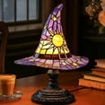 thumbnail image 4 of Halloween Witch Hat LED Night Light, Witchy Tabletop Decor Lamp, Indoor Halloween Decorations for Shelf, Mantel & Side Table, Vintage Gothic Home Ornament, Yellow, 4 of 8