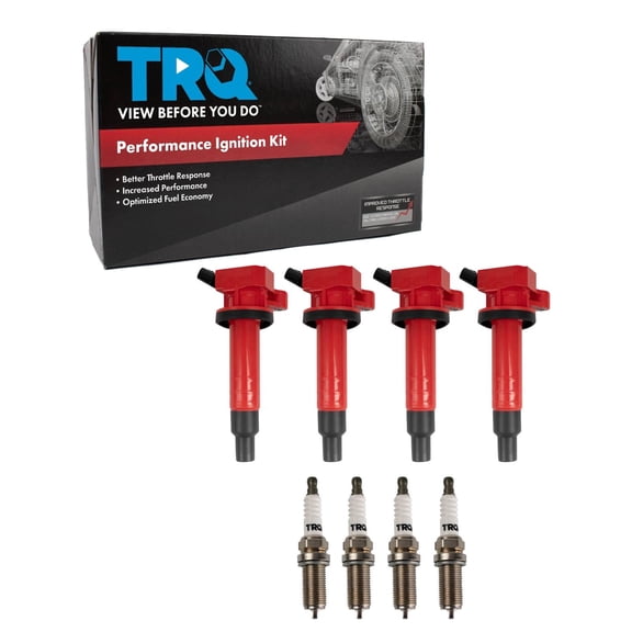 TRQ Ignition Coil and Spark Plug Kit 8 Piece Iridium Spark Plugs Fits 2000-2002 Chevrolet Prizm 2003-2008 Pontiac Vibe 2000-2005 Toyota Celica 2000-2008 Corolla Matrix MR2 Spyder