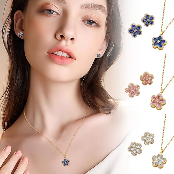 Necklaces For Women Pendant Fashion Jewelry Valentine Gift Rhinestone Heart Chain Earrings Party Jewelry Set Beaded Necklace Set Her