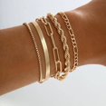5Pcs Gold Color Chain Bracelets Set For Women Vintage Punk Link Chain