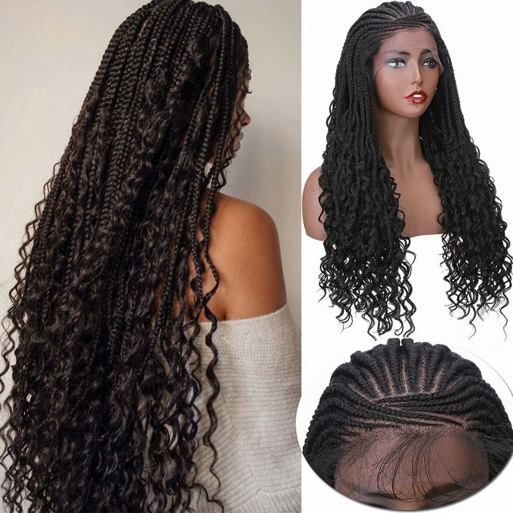 Sego 5 X13 Braided Twist Braids Curly Ends Synthetic Hair Goddess Faux Locs Crochet Braided Wig
