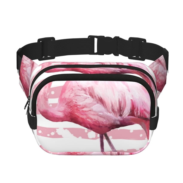 Fotbe Flamingo Cangurera Cuadrada con Estampado de Doble Capa, Bolsa de Cintura Ajustable Mini para Hombres y Mujeres