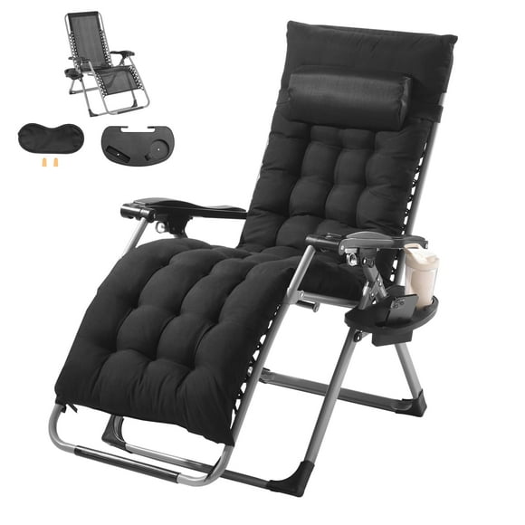Silla reclinable Zero Gravity VEVOR de 26 pulgadas y 500 libras, negra