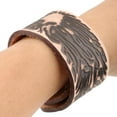 thumbnail image 6 of Wide Brown Leather Men's Cuff Bangle Bracelet, 6 of 6