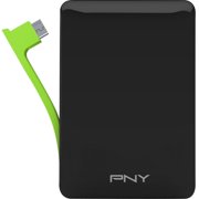 Angle View: PNY PowerPack M3000 with Built-in Micro-USB Cable Portable Battery Charger